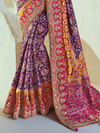 Royal Purple Patola Silk Saree With Contrast Blouse