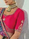 Royal Blue Patola Silk Saree With Contrast Blouse