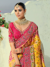 Sunshine Yellow Patola Silk Saree With Contrast Blouse