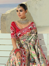 Ivory Cream Patola Silk Saree With Contrast Blouse