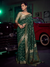 Bottle Green Banarasi Satin Silk Saree With Contrast Blouse
