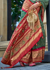 Amazon Green And Red Printed Patola Silk Saree