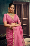Rose Pink Banarasi Cotton Silk Saree