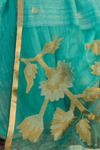 Aqua Blue Banarasi Cotton Silk Saree