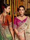 Cream Banarasi Tissue Silk Saree With Contrast Blouse
