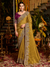 Mustard Yellow Banarasi Tissue Silk Saree With Contrast Blouse
