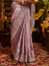 Mauve Purple Banarasi Tissue Silk Saree With Contrast Blouse