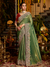 Mehendi Green Banarasi Tissue Silk Saree With Contrast Blouse