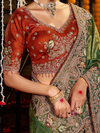 Mehendi Green Banarasi Tissue Silk Saree With Contrast Blouse
