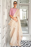 Almond Cream Chiffon Handloom Saree