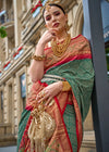 Amazon Green And Red Printed Patola Silk Saree