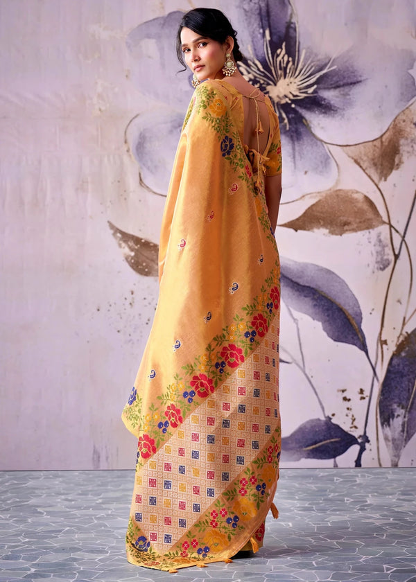 Amber Orange Banarasi Tissue Silk Saree