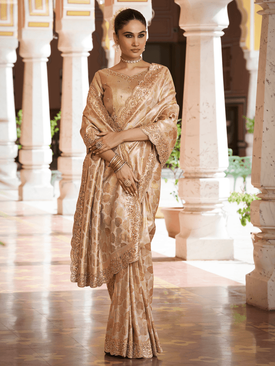 Antique Gold Banarasi Tissue Silk Saree