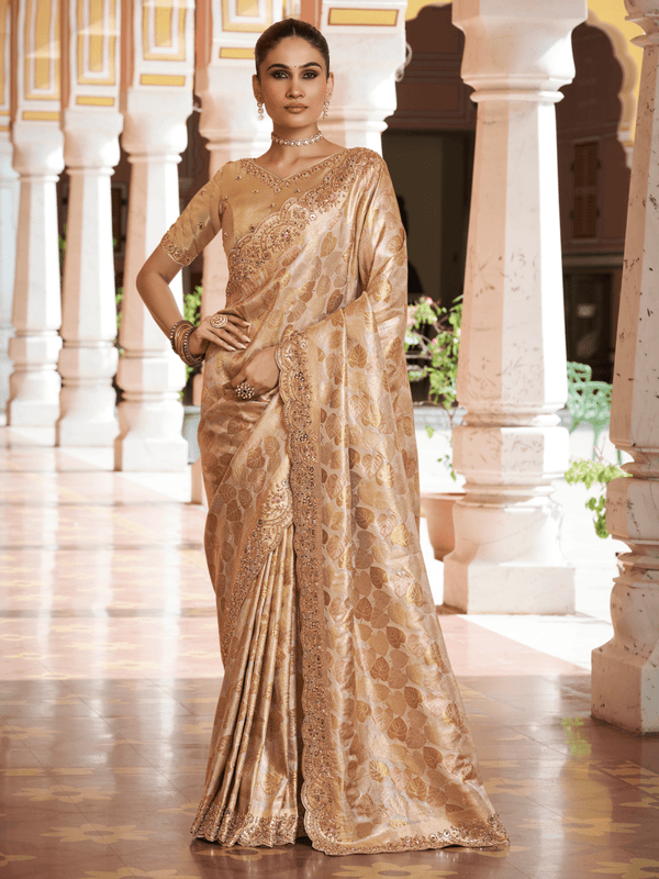 Antique Gold Banarasi Tissue Silk Saree