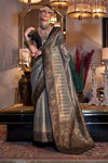 Antique Golden Grey Tissue Silk Saree