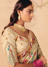 Antique Ivory Cream Pichwai Designer Dola Silk Saree
