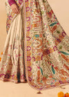 Antique Ivory Cream Pichwai Designer Dola Silk Saree