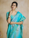 Aqua Blue Art Silk Digital Printed Saree