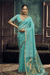 Aqua Blue Banarasi Cotton Silk Saree
