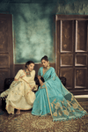 Aqua Blue Banarasi Cotton Silk Saree