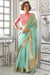 Aqua Blue Chiffon Handloom Saree