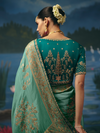 Aqua Green Banarasi Dola Silk Saree, back view