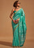 Aqua Green Handloom Banarasi Silk Saree With Tassels