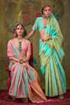 Aqua Green Organza Silk Saree