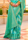 Aqua Green Soft Silk Saree