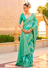 Aqua Green Soft Silk Saree