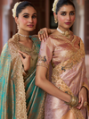 Aqua Teal Banarasi Tissue Silk Saree