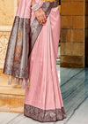 Baby Pink and Brown Kanjivaram Saree