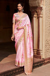 Baby Pink Banarasi Digital Printed Saree