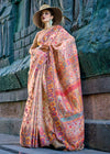 Baby Pink Kashmiri Jamawar Organza Silk Saree