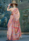 Baby Pink Kashmiri Jamawar Organza Silk Saree