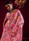 Baby Pink Kashmiri Pashmina Silk Saree