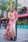 Baby Pink Multicolor Digital Printed Satin Saree