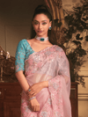 Baby Pink Organza Silk Saree