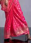 Baby Pink Silk Saree With Temple Border