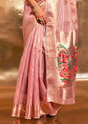 Baby Pink Zari Tissue Silk Saree