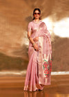 Baby Pink Zari Tissue Silk Saree