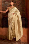 Banarasi Saree in Champagne Gold with Gold Zari Work