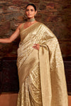 Banarasi Saree in Champagne Gold with Gold Zari Work