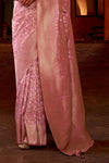 Banarasi Saree in Dusty Rose Pink with Gold Zari Work