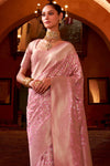 Banarasi Saree in Dusty Rose Pink with Gold Zari Work