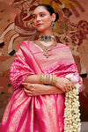 Banarasi Saree in Magenta Pink with Gold Zari Work