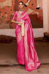 Banarasi Saree in Magenta Pink with Gold Zari Work