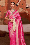 Banarasi Saree in Magenta Pink with Gold Zari Work