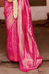 Banarasi Saree in Magenta Pink with Gold Zari Work