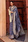 Banarasi Saree in Midnight Blue with Gold Zari Work